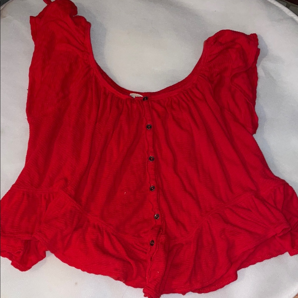We the Free Women's Red Button-Up Top